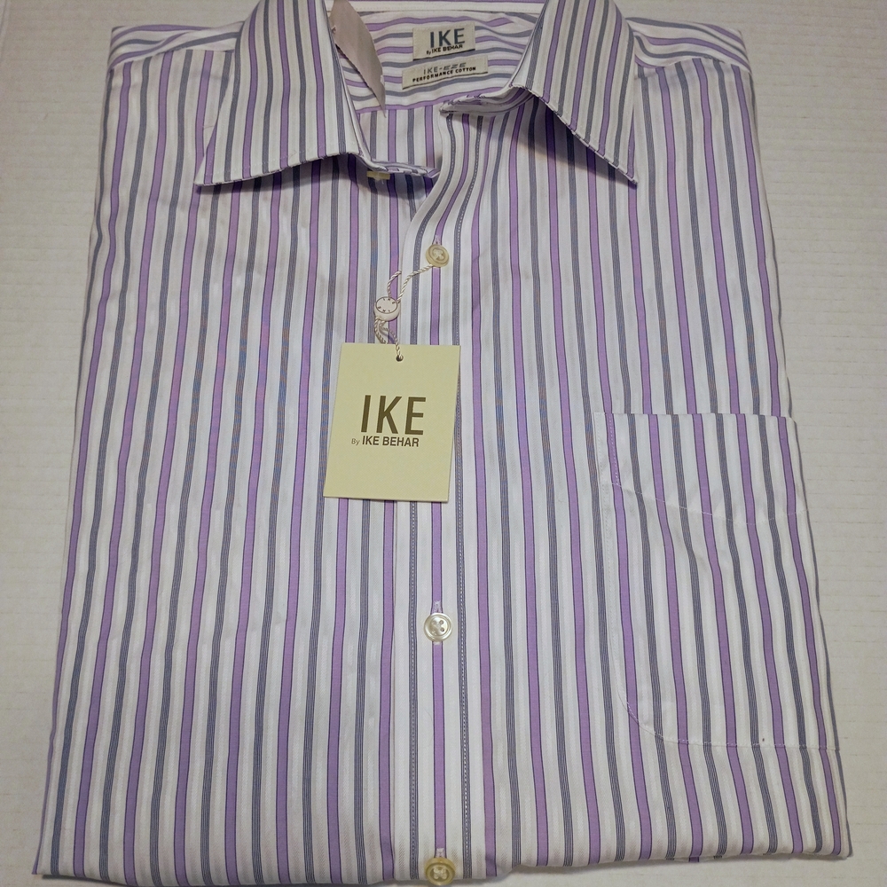 Ike Behar IKE EZE Performance Cotton Men's Purple Striped Shirt